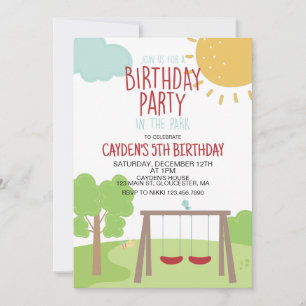 Invitation Fête dans le parc de jeux d'anniversaire