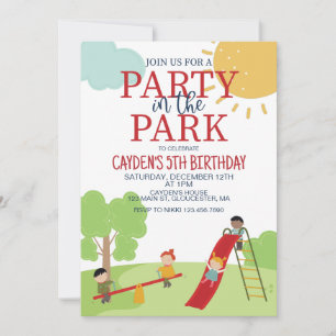 Invitation Fête dans le parc de jeux d'anniversaire
