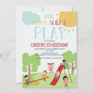 Invitation Fête dans le parc de jeux d'anniversaire