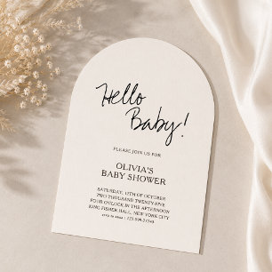 Invitation Fête d'arrivée Bébé Bonjour Minimaliste