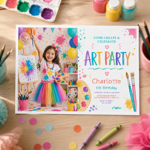 Invitation Fête d'art colorée pour enfants 6e anniversaire p