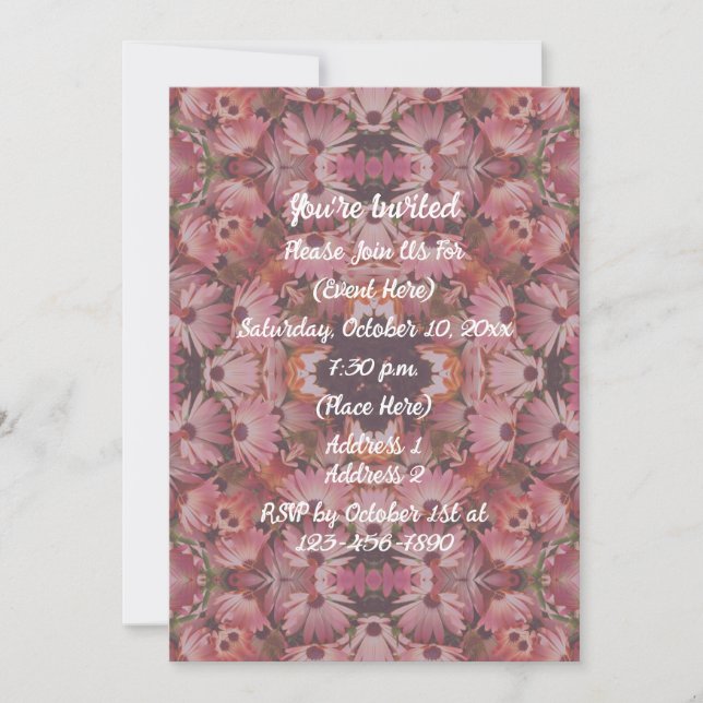 Invitation Fête d'art floral aux marguerites roses (Devant)
