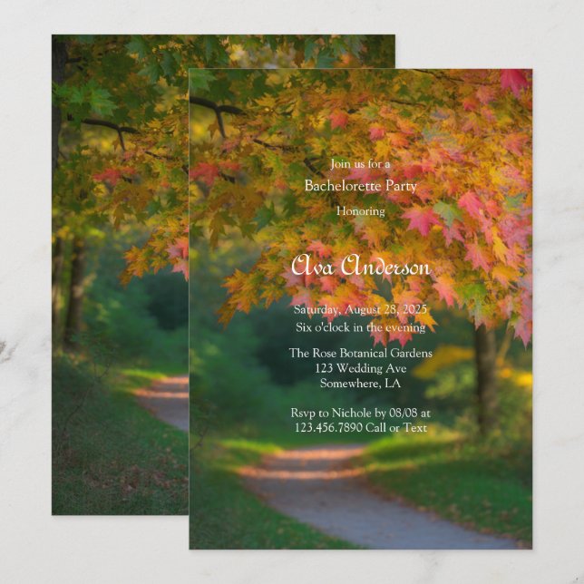 Invitation Fête d'automne colorée Bachelorette Party (Devant / Derrière)