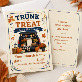 Invitation Fête d'automne de l'église Trunk or Treat