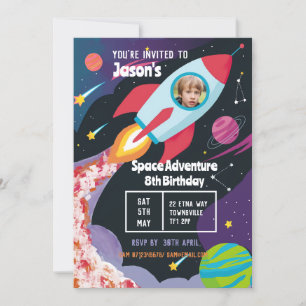 Invitation Fête d'aventure spatiale pour enfants Rocket Scien