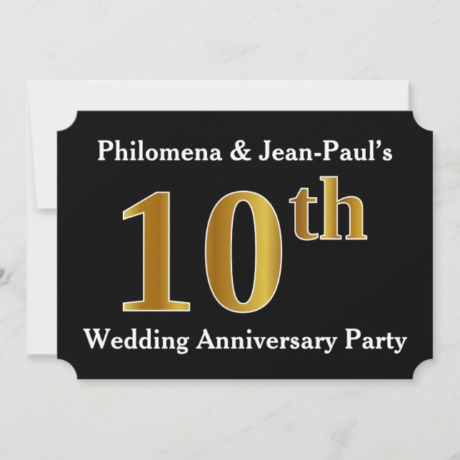 Invitation Fête de 10e anniversaire de mariage de faux look o (Devant)