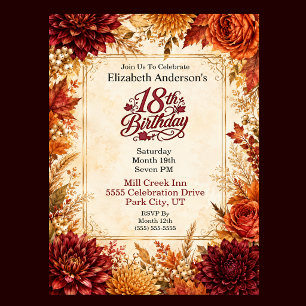Invitation Fête de 18 ans Luxueuse d'Automne