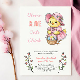 Invitation Fête de 1er anniversaire sur le thème de Pâques po