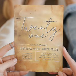 Invitation Fête de 21e anniversaire jaune simple et élégant