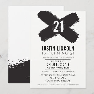 Invitation Fête de 21e anniversaire MODERNE - Broussettes noi