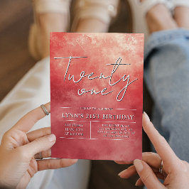 Invitation Fête de 21e anniversaire rouge simple et élégant