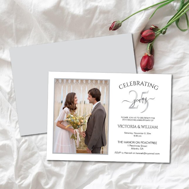 Invitation Fête de 25 ans fête de l'anniversaire de la photo (Créateur téléchargé)