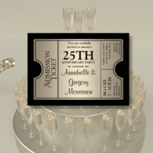 Invitation Fête de 25e anniversaire de mariage de style bille