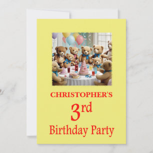 Invitation fête de 3e anniversaire Nounours