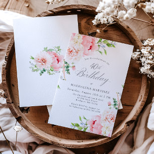 Invitation Fête de 40e anniversaire des Roses roses rose fémi