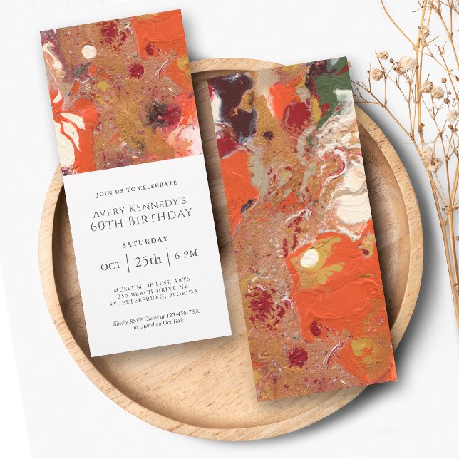 Invitation Fête de 60e anniversaire de Boho Abstrait et respe (Celebrate a special milestone birthday in style with an artful invitation in contemporary abstracts.)