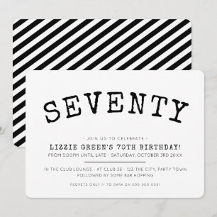 Invitation Fête de 70ème anniversaire simple moderne minimali