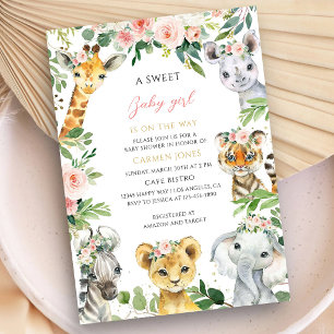 Invitation Fête de Baby Shower Animaux de la Jungle
