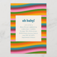 Fête de Baby Shower aux rayures ondulées rétro col