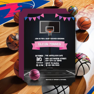 Invitation Fête de Baby Shower Basket-ball Rose