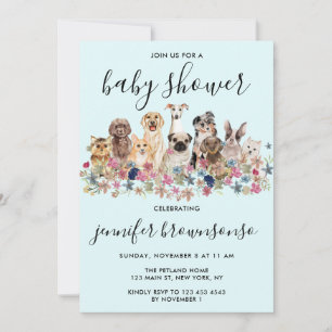 Invitation Fête de Baby Shower de la famille d'animaux famili