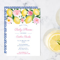 Fête de Baby Shower Fille Citrons de Positano Rose