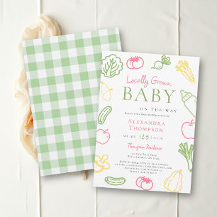Invitation Fête de Baby Shower Pastel de Ferme Locale