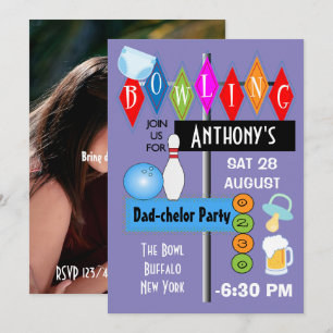 Invitation Fête de Baby Shower pour couples Papa-chlor Retro 