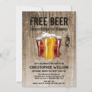 Invitation Fête de Baby Shower pour Hommes avec Thème Bière &