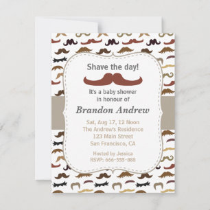 Invitation Fête de Baby Shower pour un Garçon au Motif de Mou