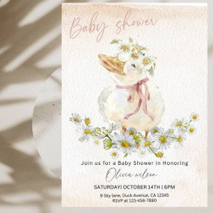Invitation Fête de Baby Shower pour un Petit Canard Blanc Mig