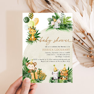 Invitation Fête de Baby Shower Safari Jungle pour Animaux Béb