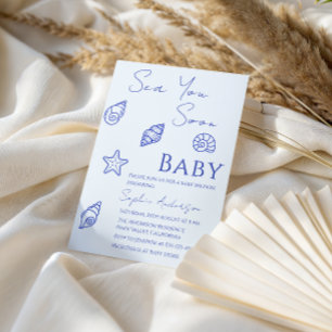 Invitation Fête de Baby Shower sur la Plage Côtière Bientôt