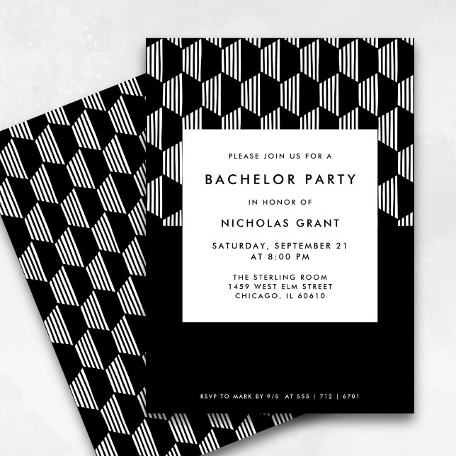 Invitation Fête de baccalauréat moderne minimaliste noir et b (Fully customizable.
)