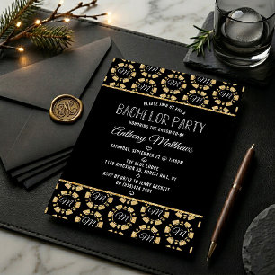 Invitation Fête de Bachelor Las Vegas Jetons de Poker Paillet