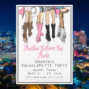 Invitation Fête de Bachelorette à Austin avant le Mariage