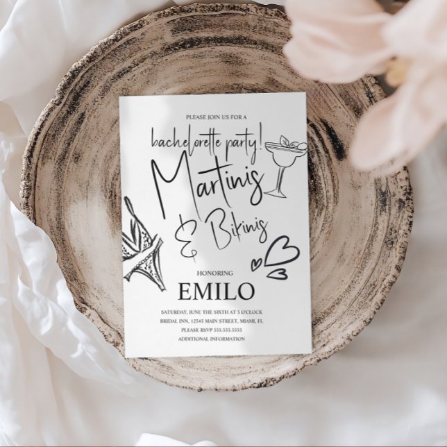 Invitation Fête de Bachelorette à la Plage avec Doodles de Bi (Créateur téléchargé)