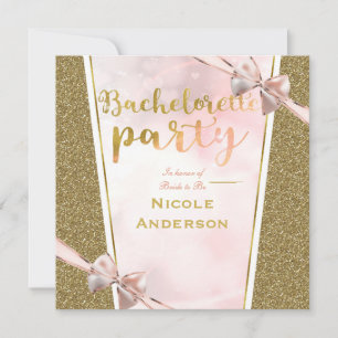 Invitation Fête de Bachelorette à paillettes d'or rose avec n