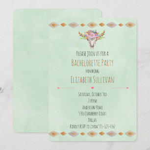 Invitation Fête de Bachelorette Crâne de Vache Floral Sud-Oue