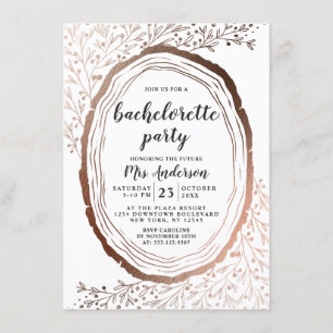 Invitation Fête de Bachelorette de Foil en tranches de bois r