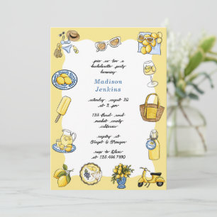 Invitation Fête de bachelorette d'été italienne Lemon Coastal