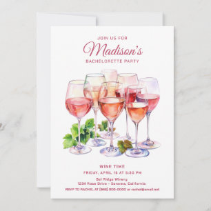 Invitation Fête de Bachelorette Élégante Verre à Vin