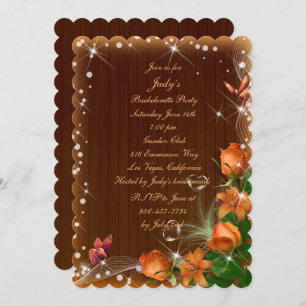 Invitation Fête de bachelorette en bois foncé rustique