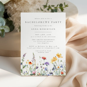 Invitation Fête de Bachelorette Fleurie Aquarelle Vibrante