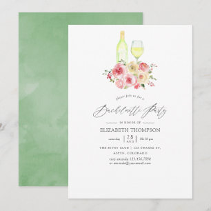 Invitation Fête de Bachelorette Fleurs Jaune et Rose Pâle