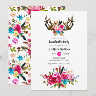 Invitation Fête de bachelorette florale bohème aquarelle