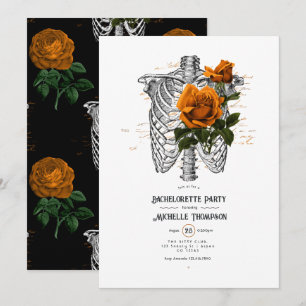 Invitation Fête de Bachelorette Gothique Florale Orange