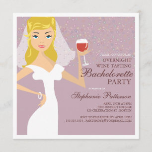 Invitation Fête de bachelorette moderne de dégustation de vin