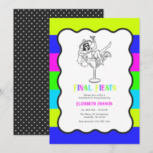 Invitation Fête de Bachelorette Néon Électrique Fiesta Finale