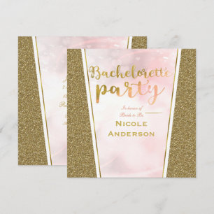 Invitation Fête de Bachelorette Paillettes Paillettes Rose Or